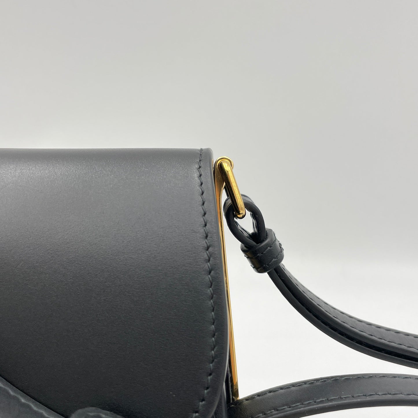 Bobby Frame Bag Black Crossbody Bag in Calfskin, Gold hardware