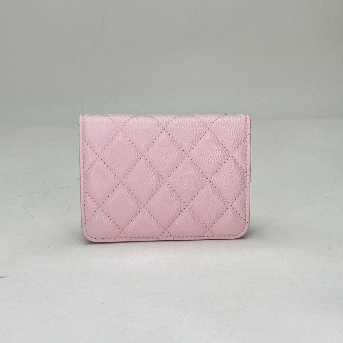 Classic Flap Chain Mini Pink Card Holder in Caviar Leather, Gold hardware