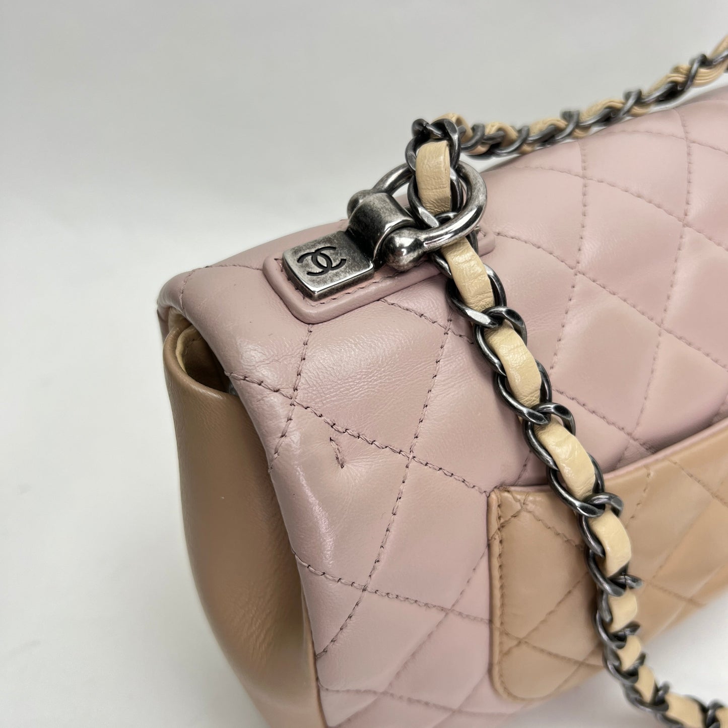 Timeless Classic Flap Beige Shoulder Bag in Lambskin, Ruthenium hardware