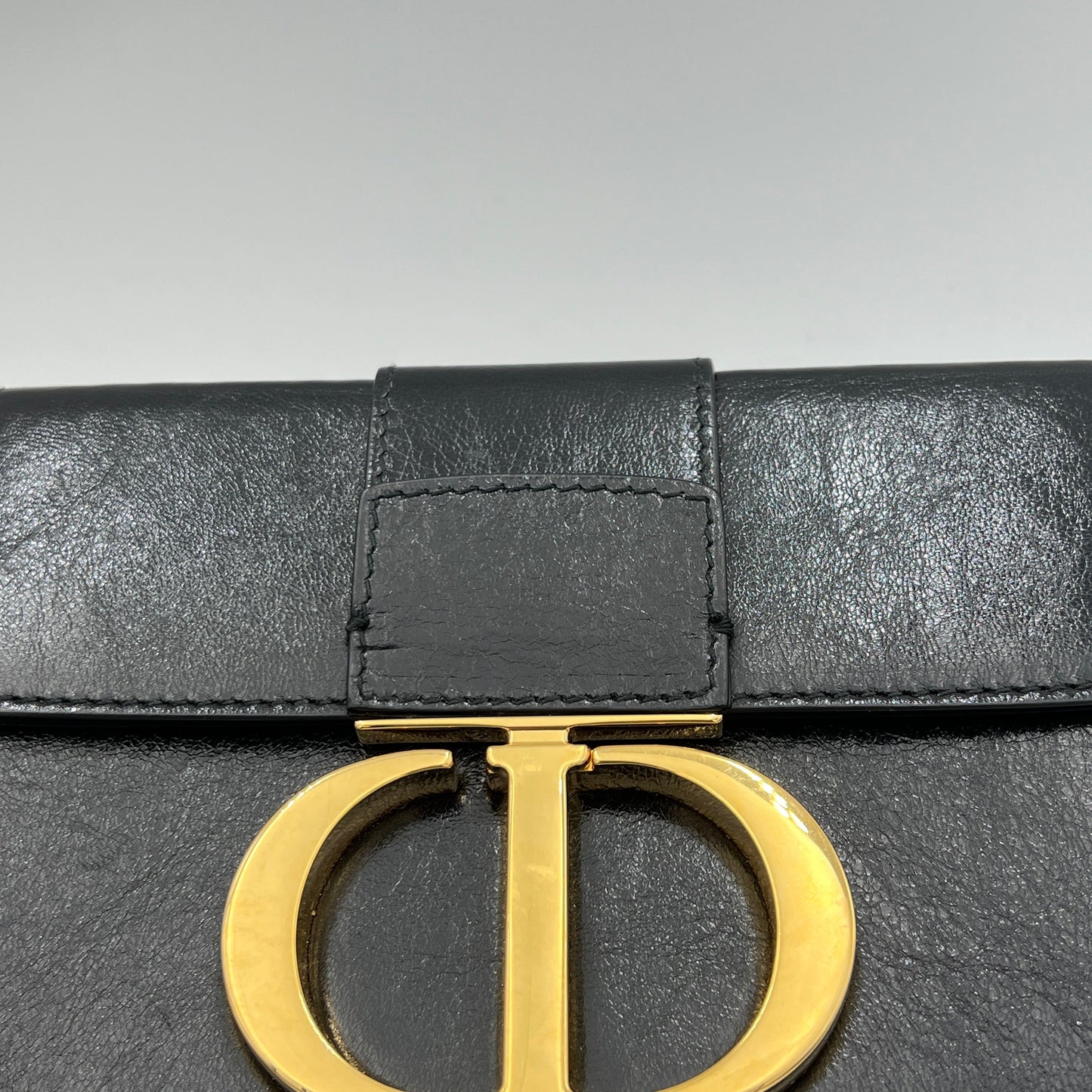 30 Montaigne Box Black Crossbody Bag in Calfskin, Gold hardware