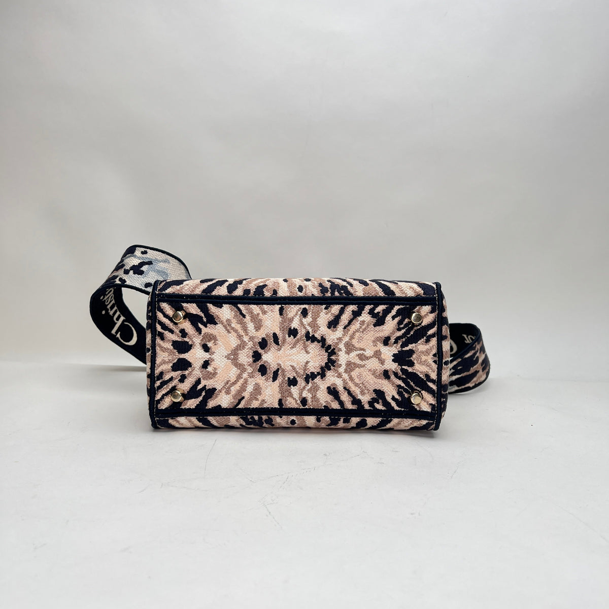Lady D-lite Medium Multi-colour Top Handle Bag in Canvas, Light Gold hardware