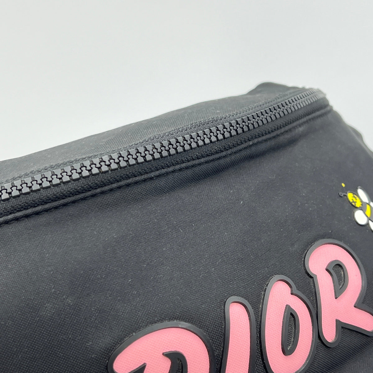 x Kaws Black Belt Bag in Nylon, Silver hardware