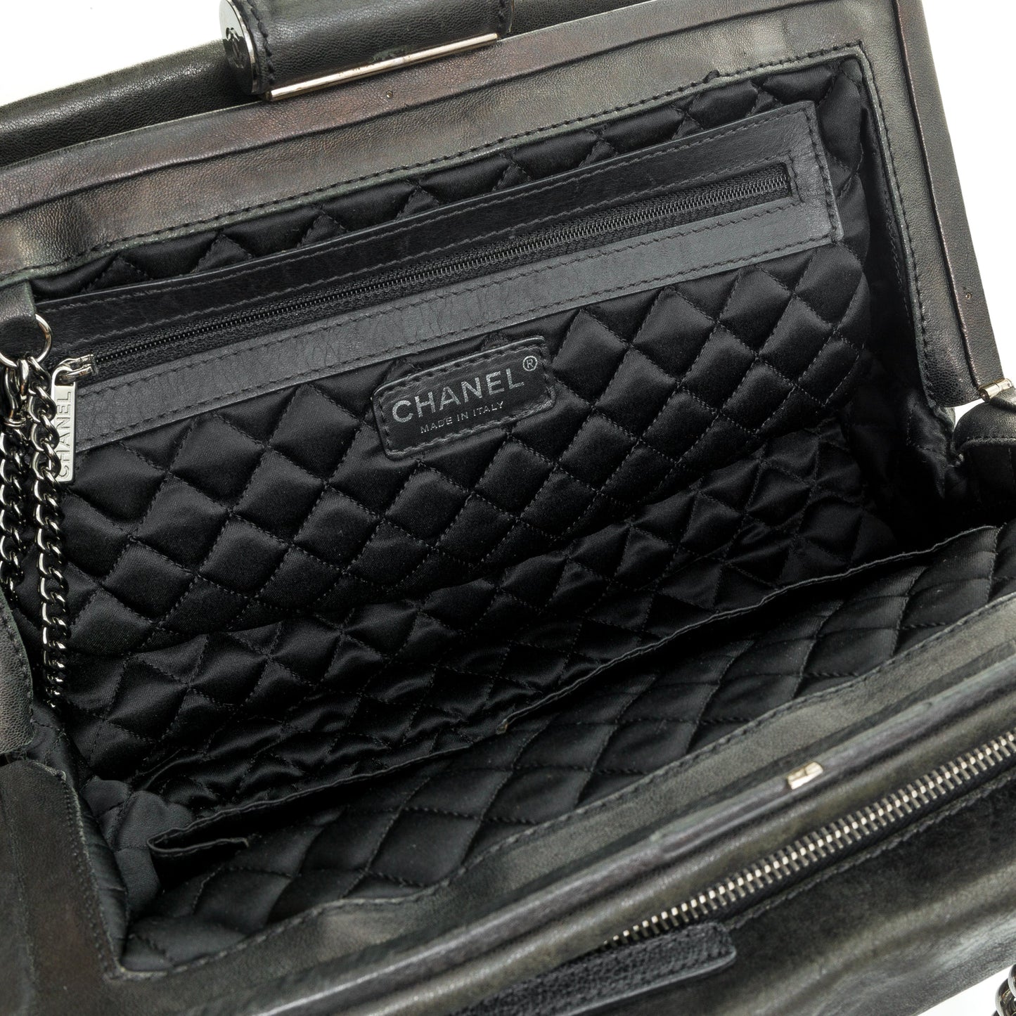 Perfect Day Black Shoulder Bag in Calfskin, Silver hardware