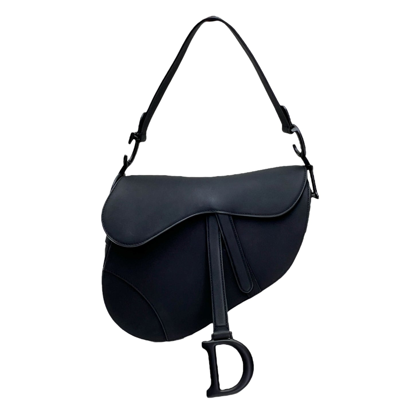 Saddle Medium with strap Shoulder Bag in Calfskin, Lacquered Metal hardware