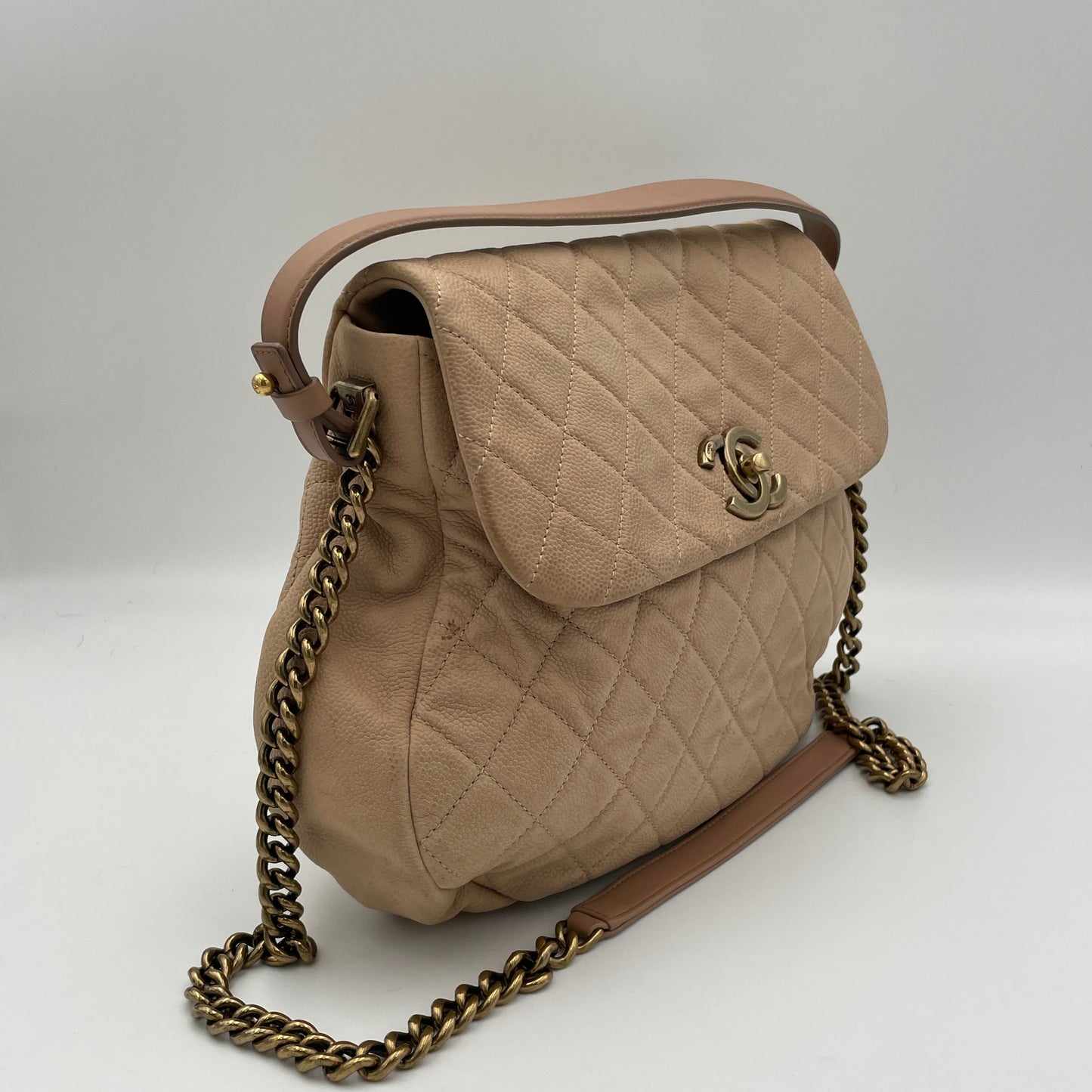 Flap Bag One Size Beige Shoulder Bag in Lambskin, Gold hardware