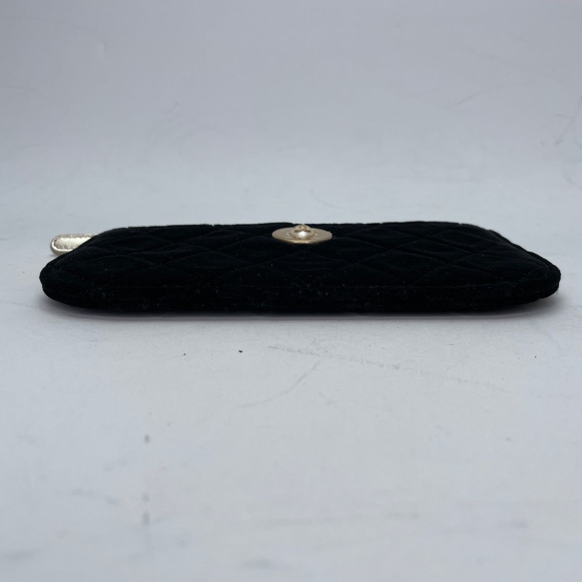 CC Black Pouch in Velvet, Gold hardware