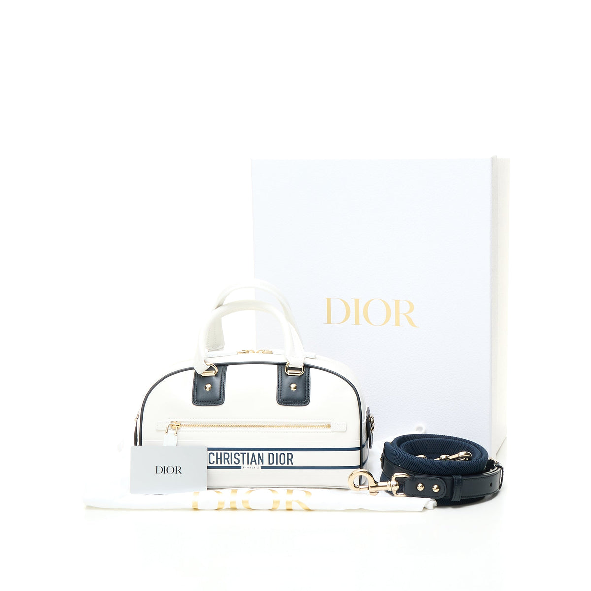 Vibe Medium White Top Handle Bag in Calfskin, Gold hardware