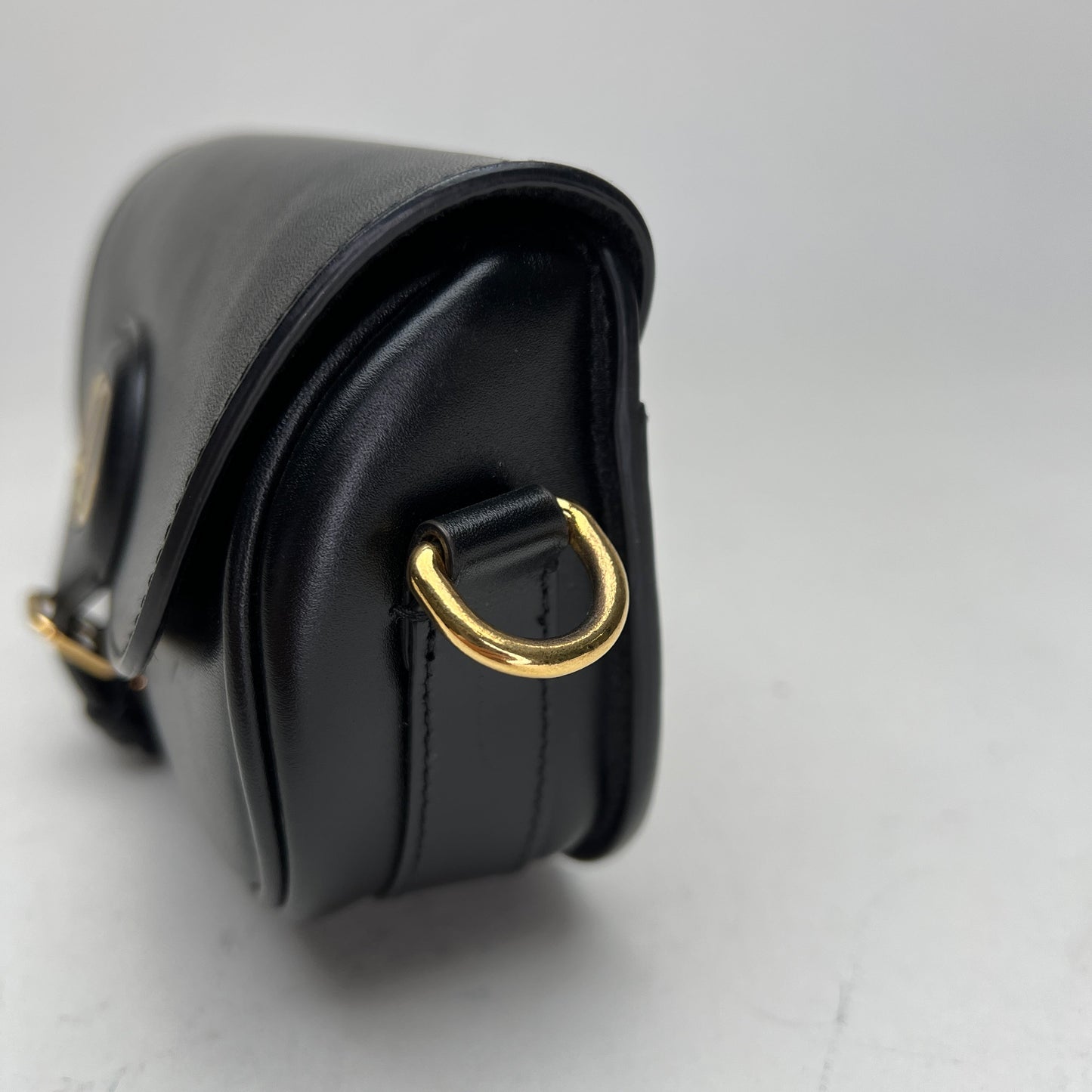 Bobby East West Black Crossbody Bag in Calfskin, Gold hardware