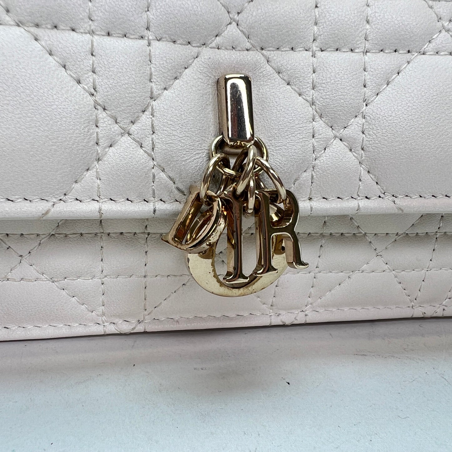 My Dior White Crossbody Bag in Lambskin, Light Gold hardware