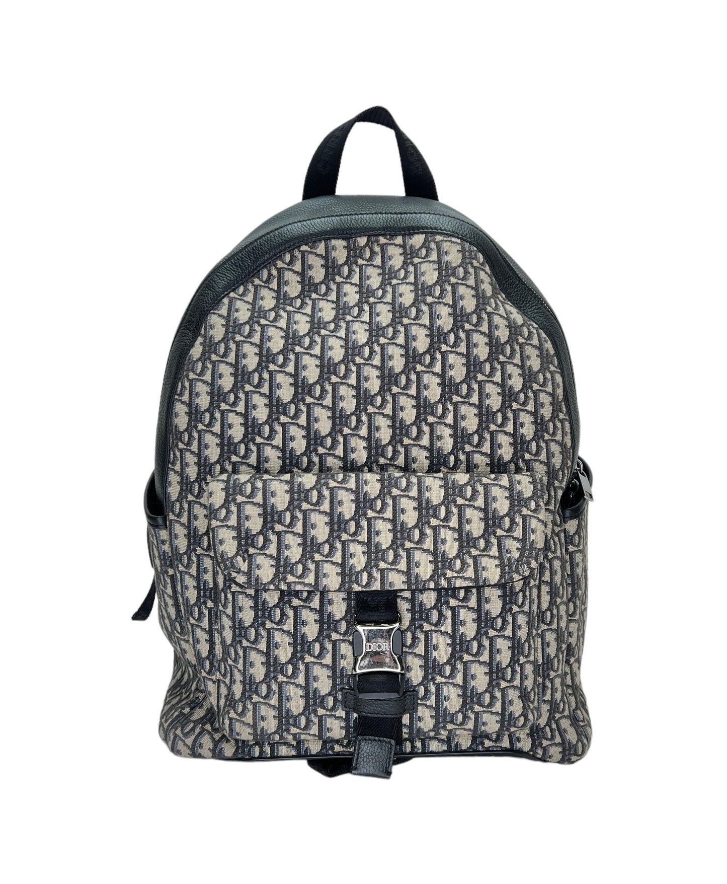 Oblique Navy Backpack in Jacquard, Silver hardware