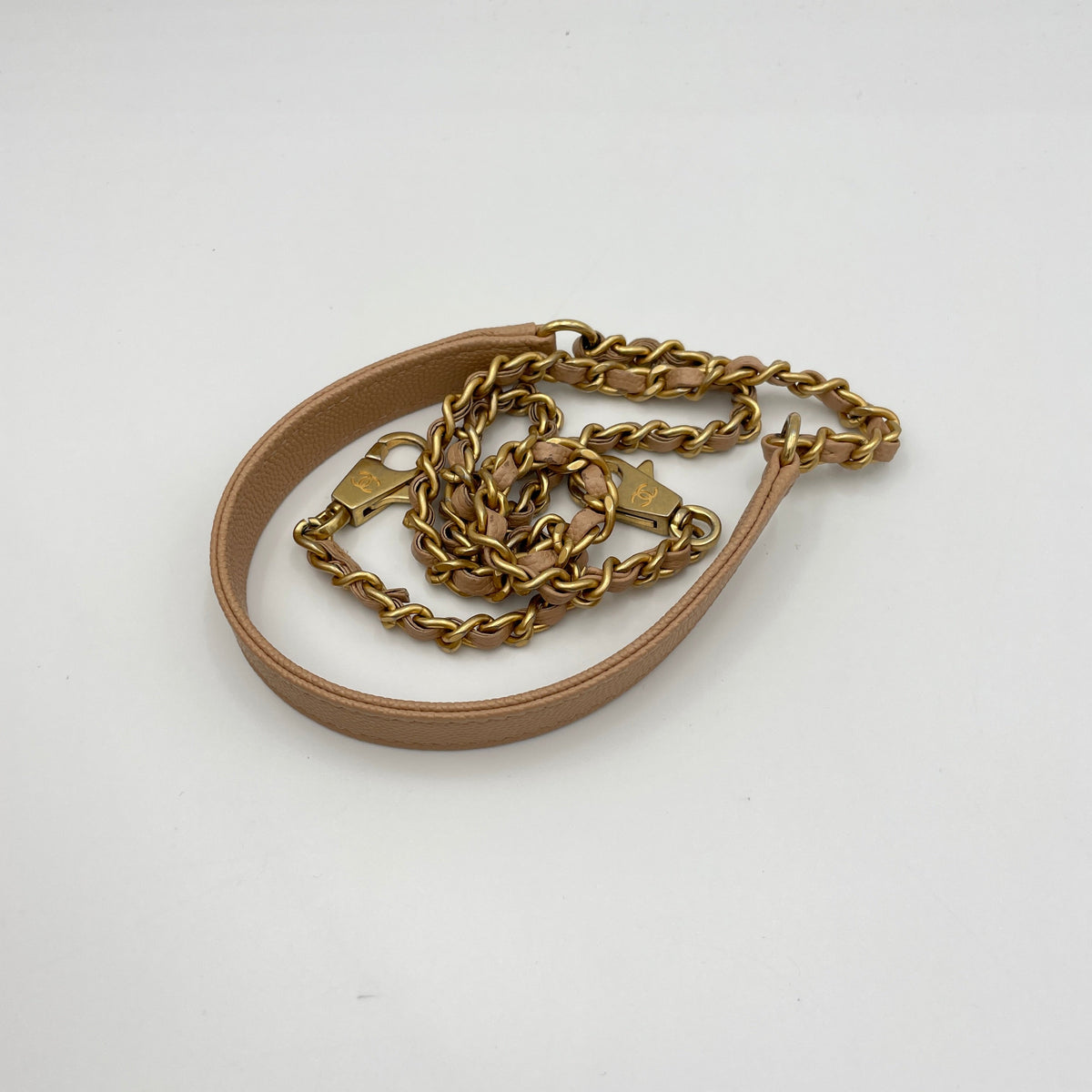 Coco Small Beige Top Handle Bag in Caviar Leather, Gold hardware