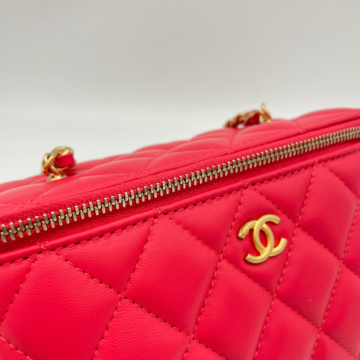 Pearl Crush Pink Vanity Bag in Lambskin, Brushed Gold hardware