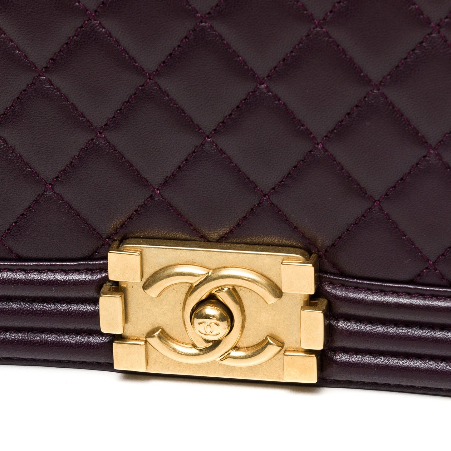 Boy Large Purple Shoulder Bag in Lambskin, Gold hardware
