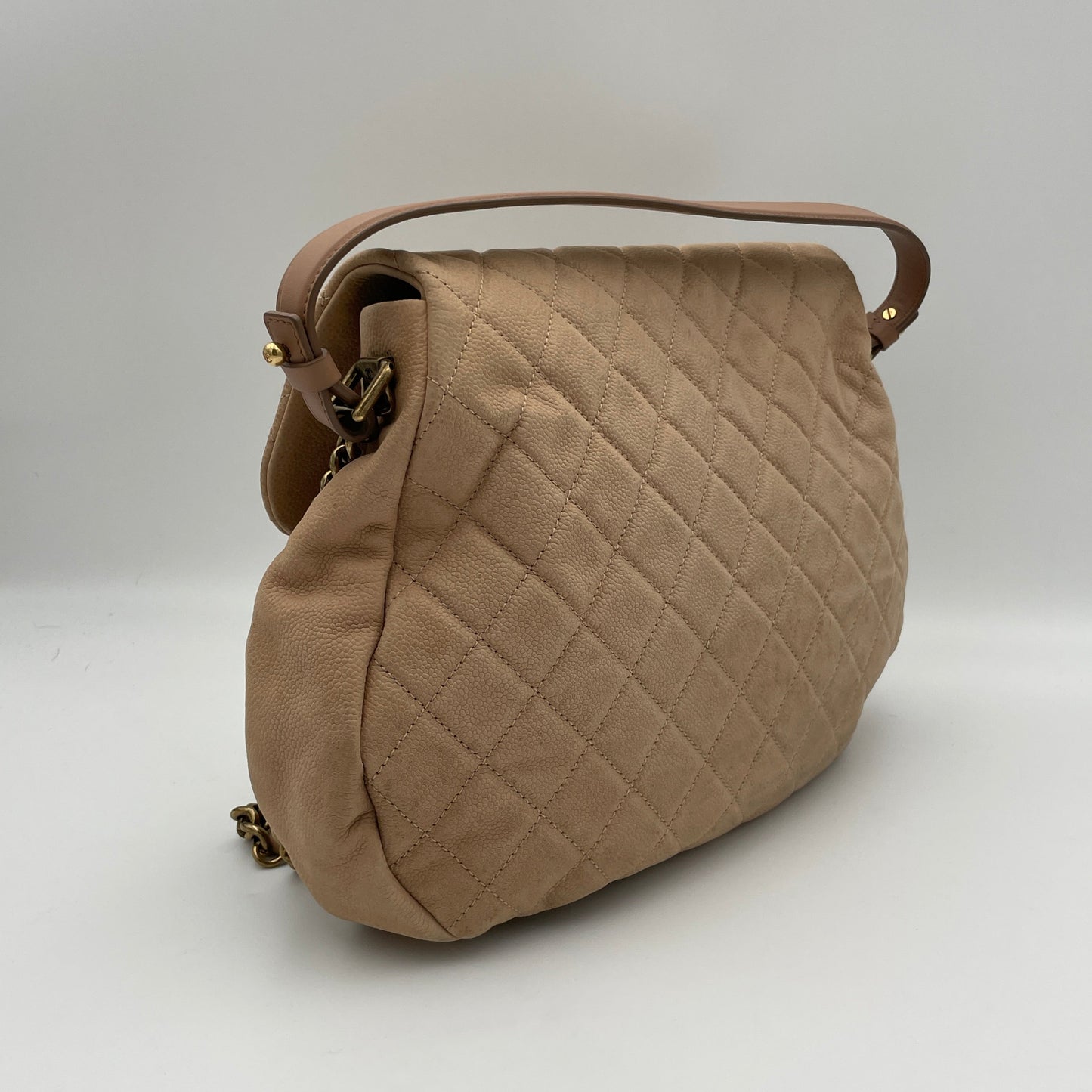 Flap Bag One Size Beige Shoulder Bag in Lambskin, Gold hardware