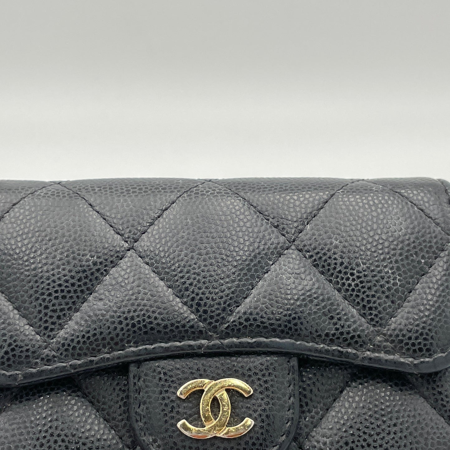 MATELASSE QUILTED Black Wallet on Chain in Caviar Leather, Gold hardware