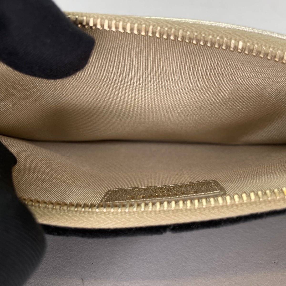 CC Black Pouch in Velvet, Gold hardware