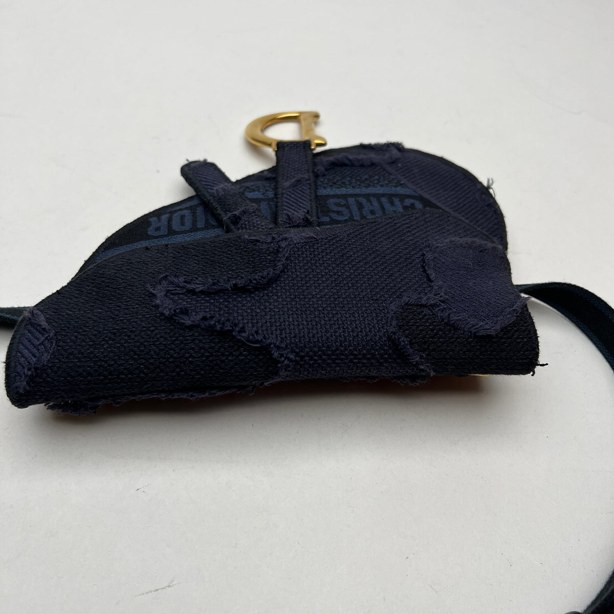 Saddle Navy Belt Bag in Jacquard, Gold hardware