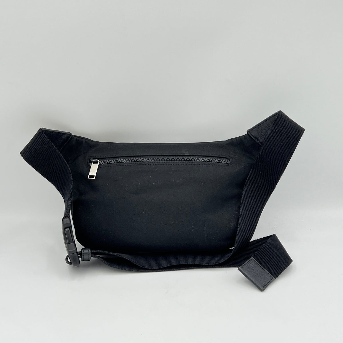 x Kaws Black Belt Bag in Nylon, Silver hardware