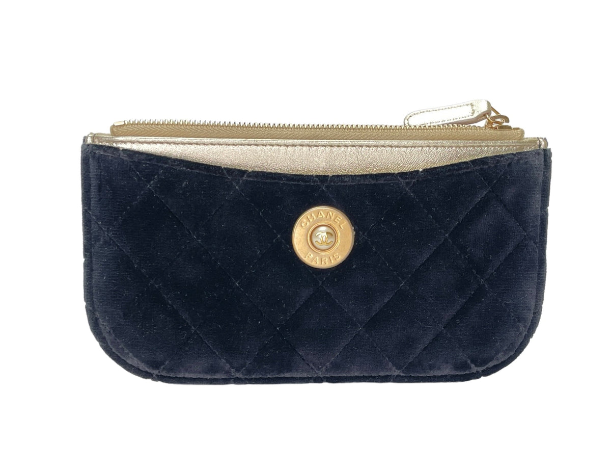 CC Black Pouch in Velvet, Gold hardware