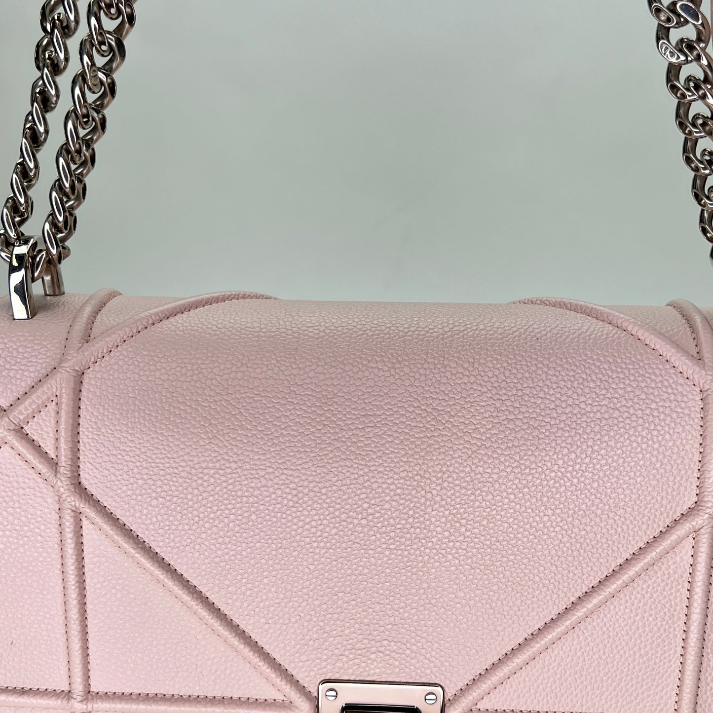 Diorama Medium Pink Crossbody Bag in Calfskin, Silver hardware