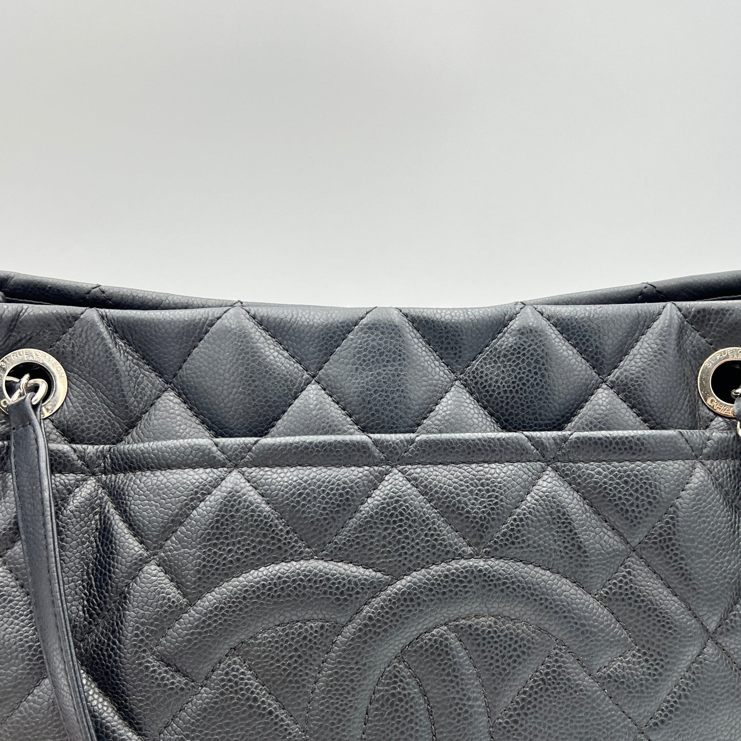 Matelasse Chain Black Tote Bag in Caviar Leather, Silver hardware