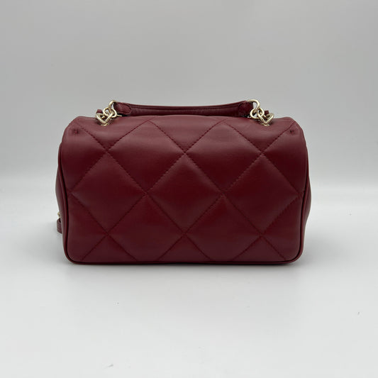 Easy Carry Flap Maroon Shoulder Bag in Lambskin, Gold hardware