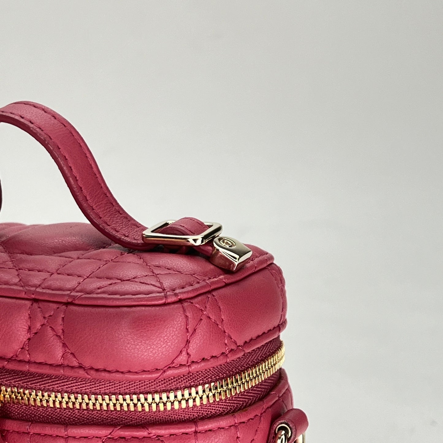 Lady Dior Vanity Micro Pink Crossbody Bag in Lambskin, Gold hardware