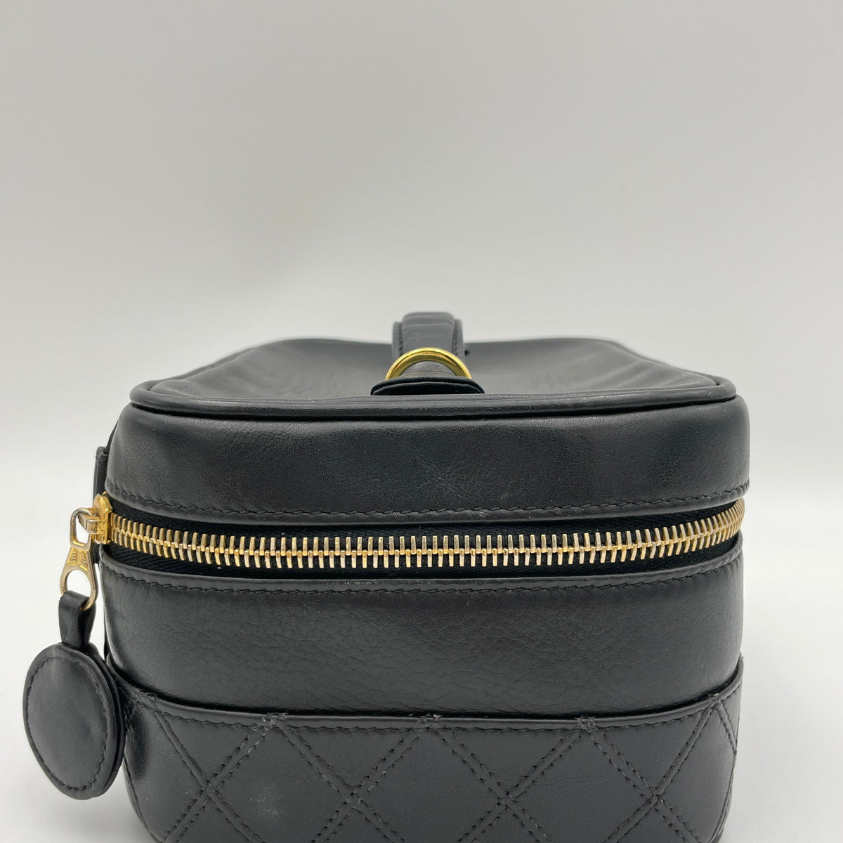 Quilted Vintage Black Vanity Bag in Lambskin, Gold hardware