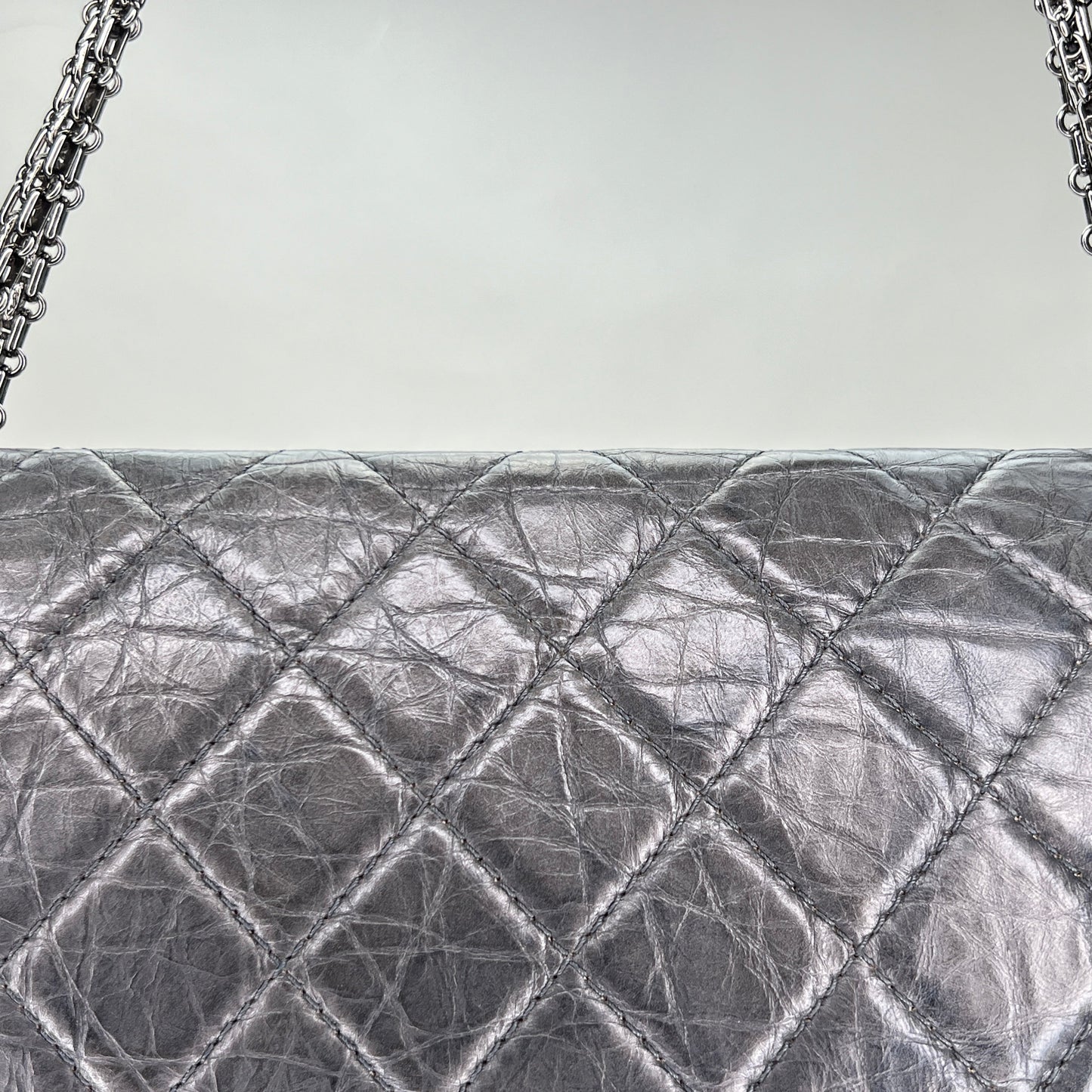 Reissue 2.55 227 Grey Shoulder Bag in Calfskin, Ruthenium hardware