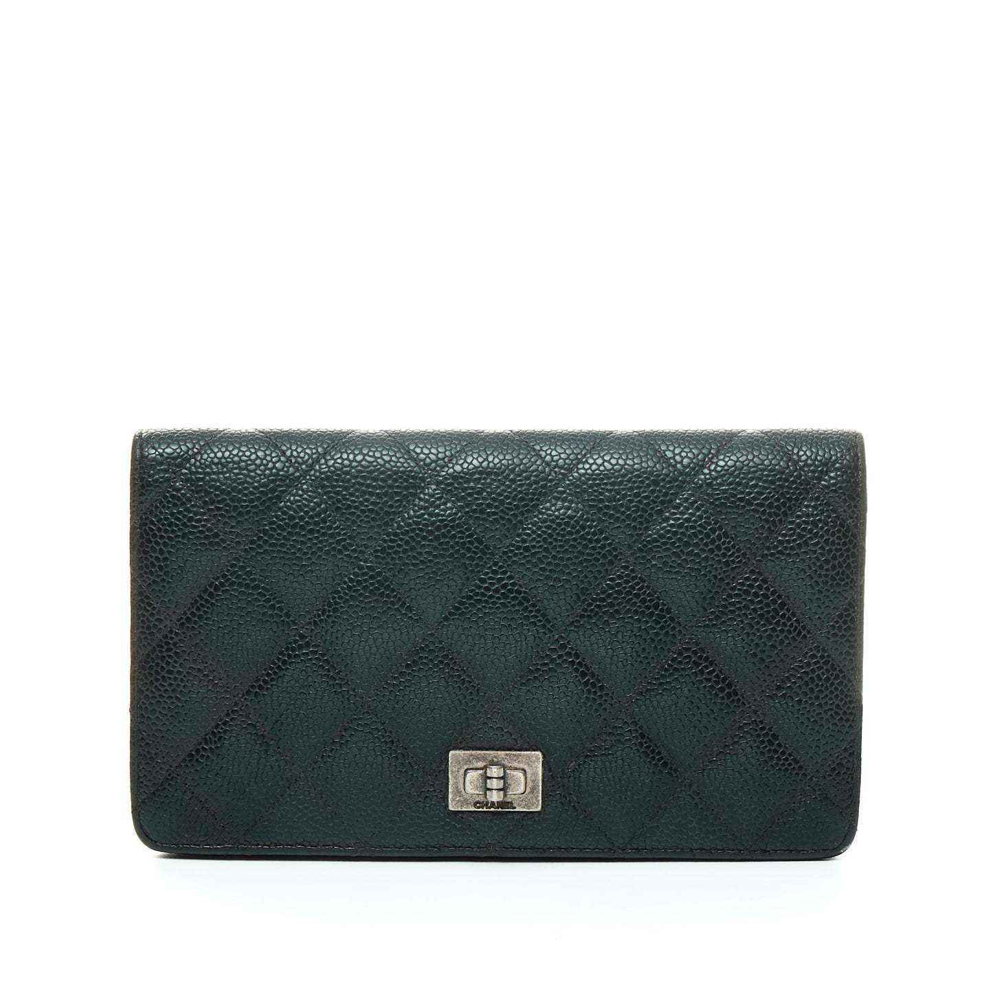 2.55 Reissue Black Wallet in Caviar Leather, Ruthenium hardware