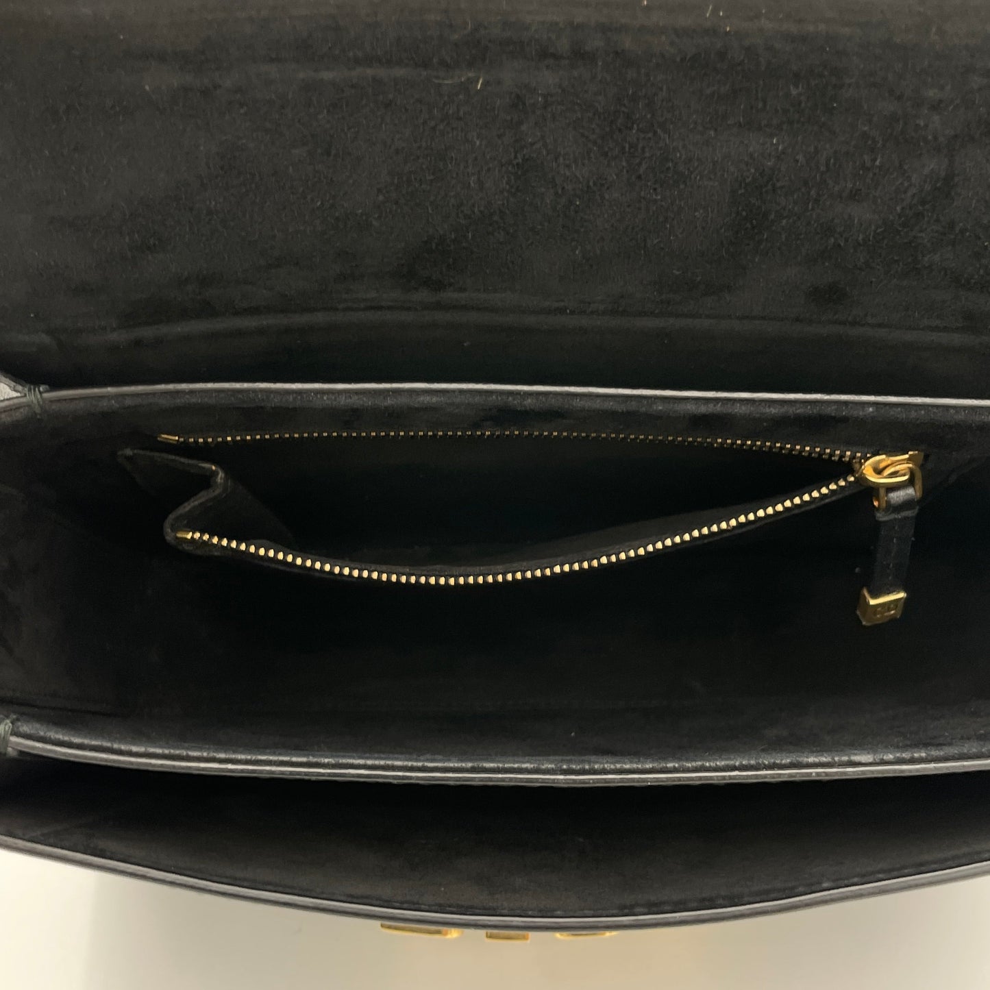 J'adior Black Crossbody Bag in Calfskin, Gold hardware