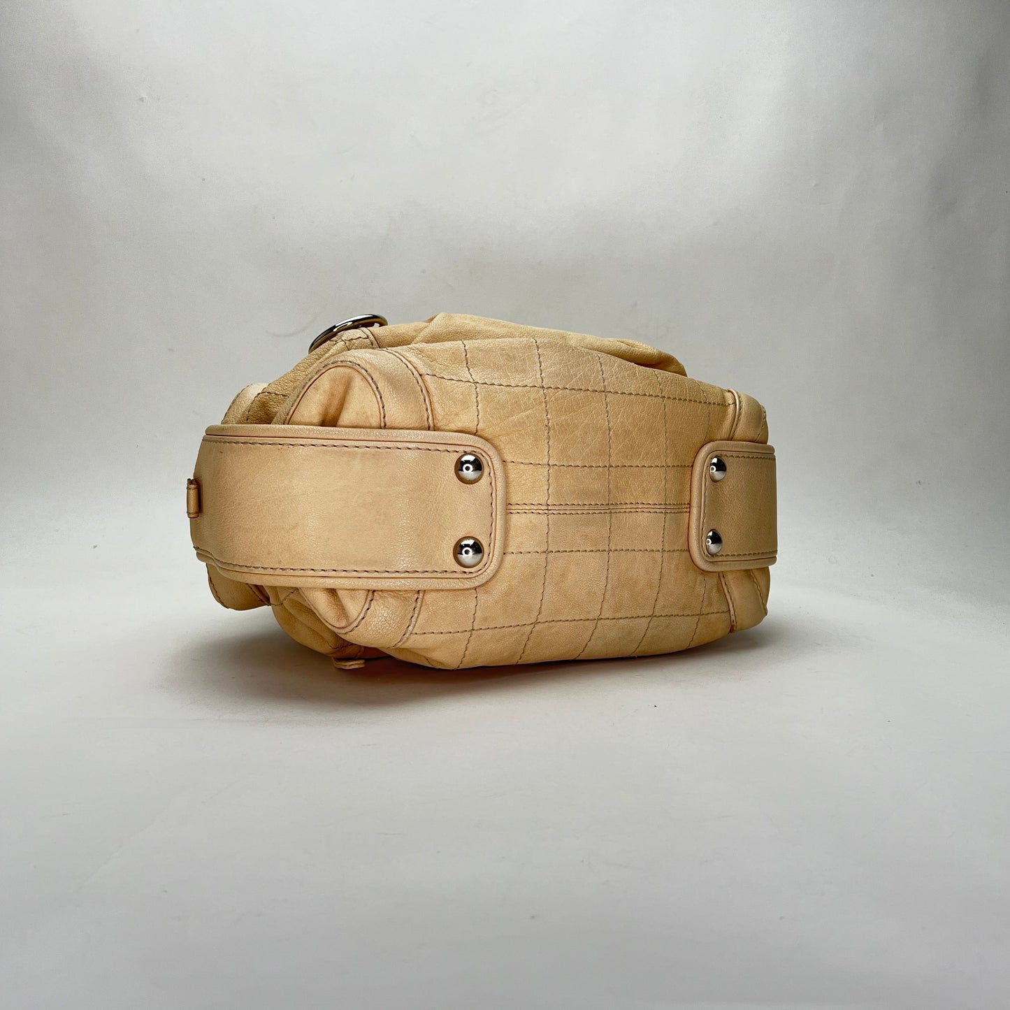 Vintage Chocolate Bar Boston Cream Shoulder Bag in Calfskin, Silver hardware