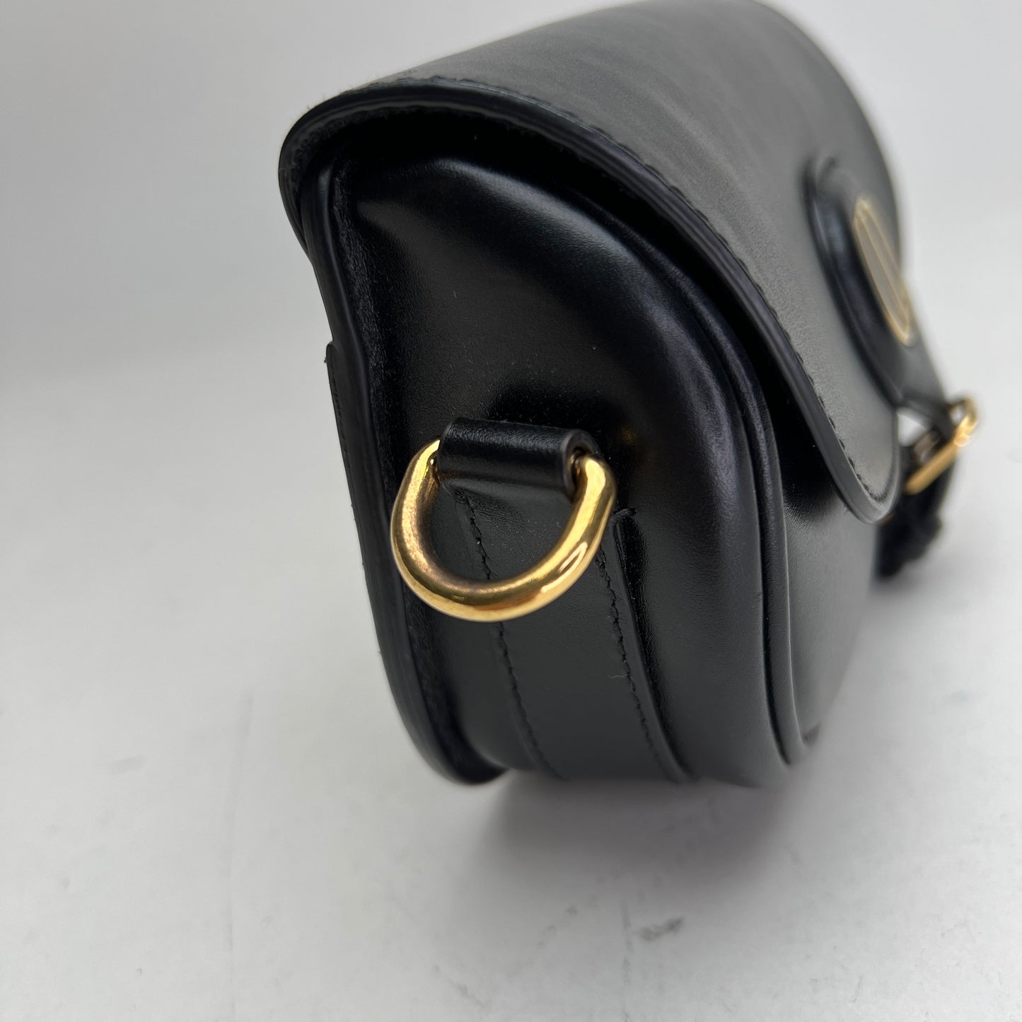 Bobby East West Black Crossbody Bag in Calfskin, Gold hardware