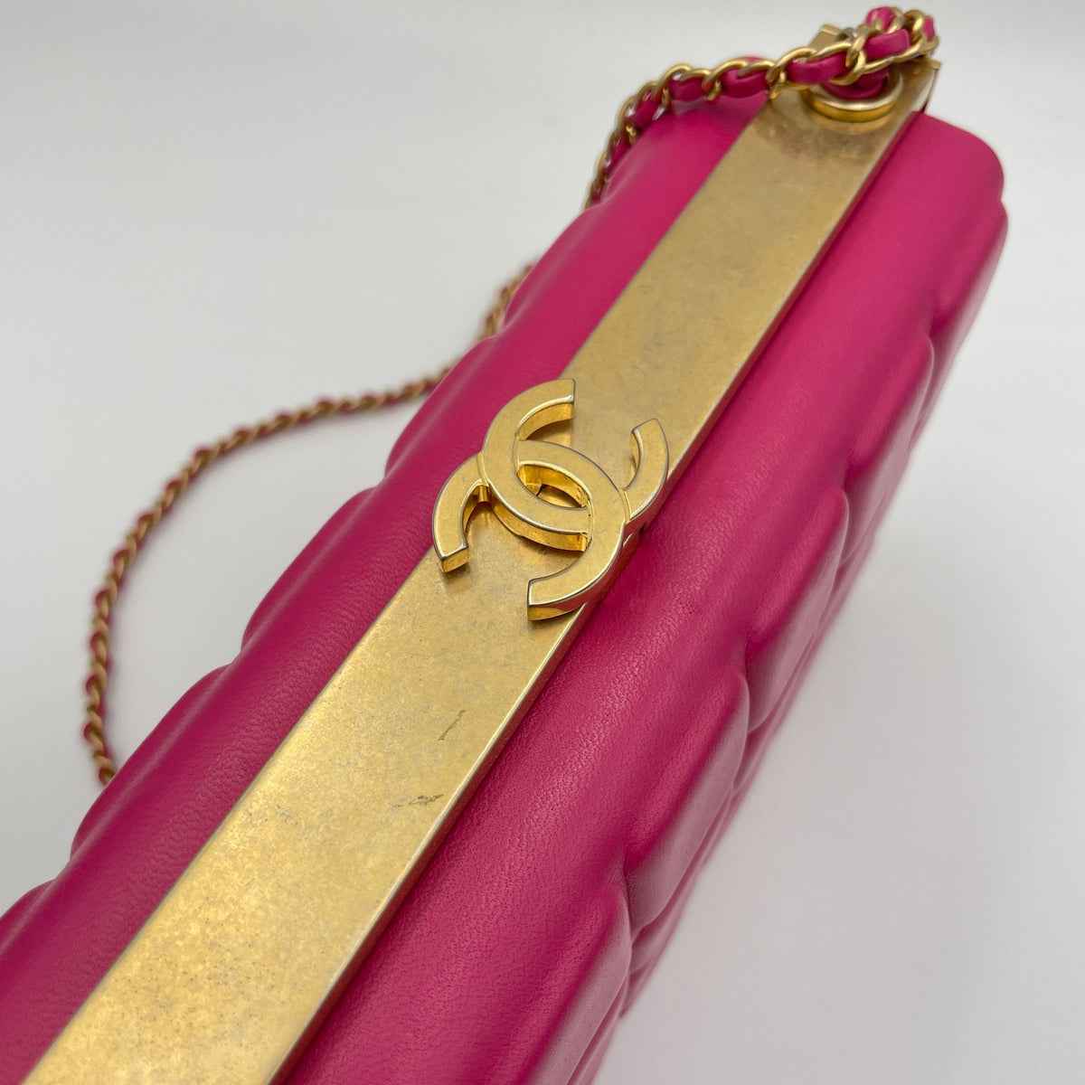 Choco Bar Pink Vanity Bag in Lambskin, Gold hardware