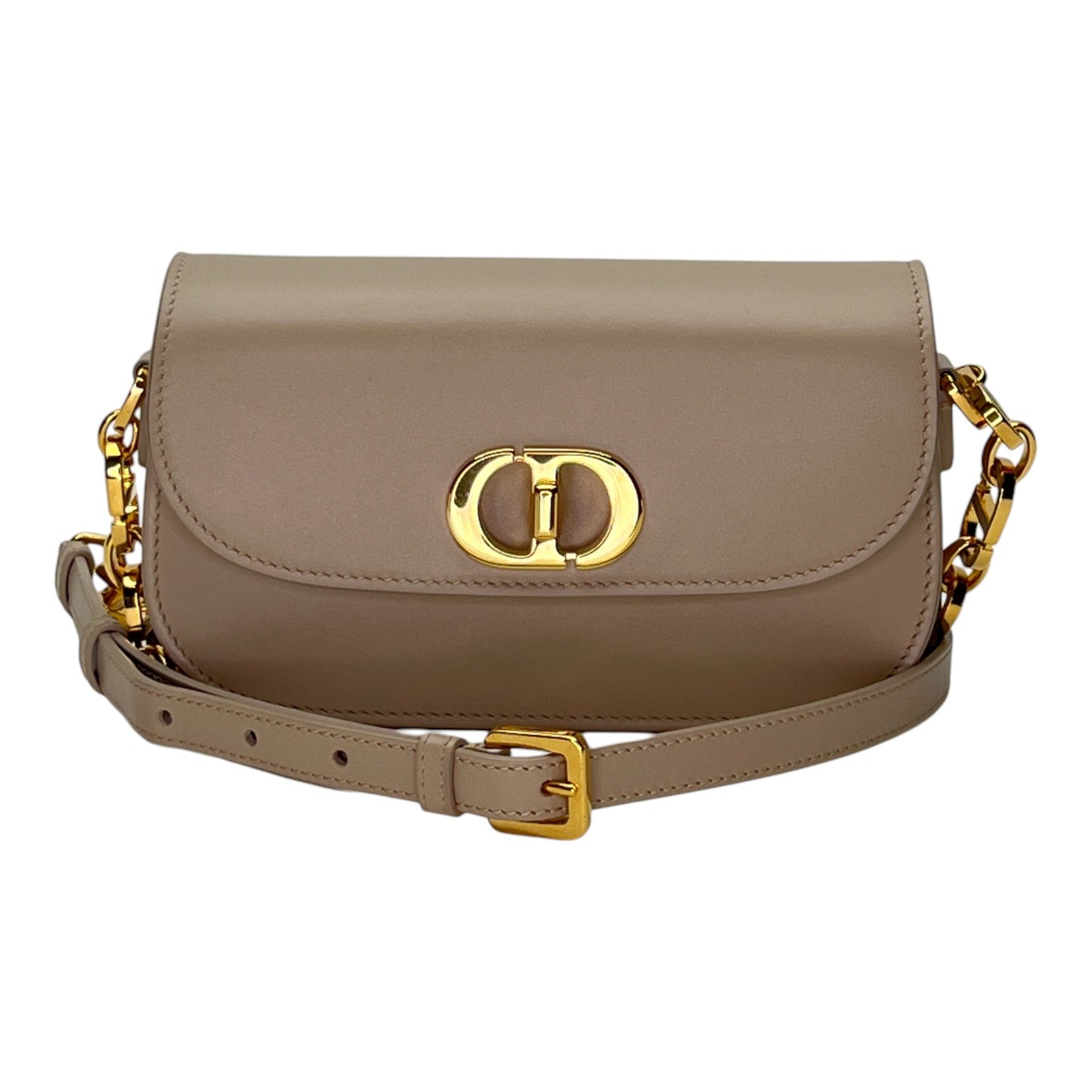 Montaige Avenue Beige Crossbody Bag in Calfskin, Gold hardware