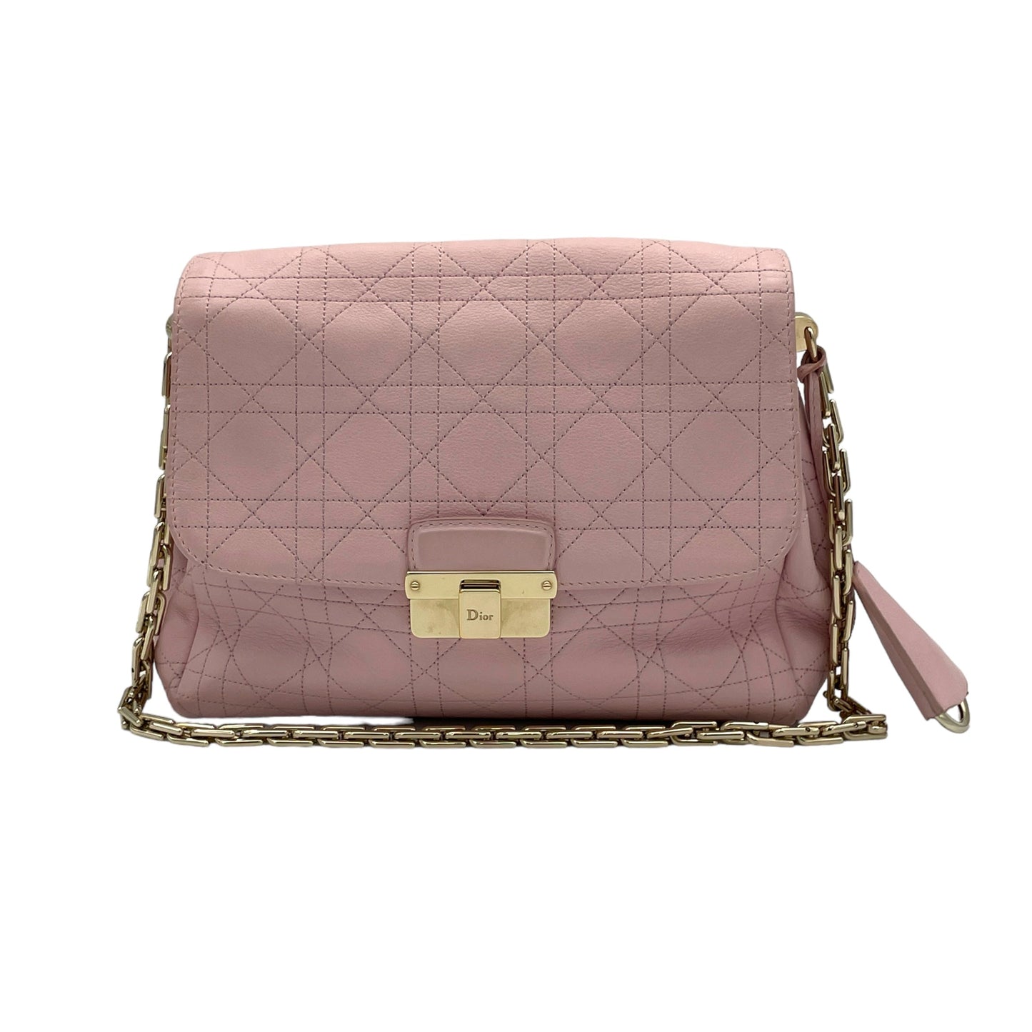 Diorling Flap Shoulder Bag Pink Shoulder Bag in Calfskin, Light Gold hardware