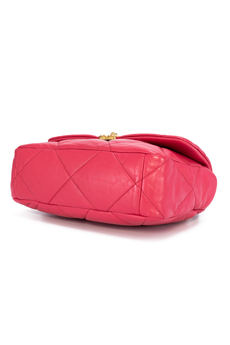 C19 Large Pink Shoulder Bag in Lambskin, Mixed hardware