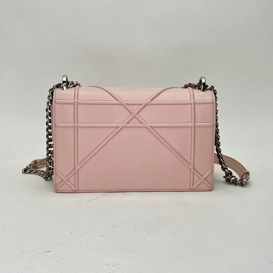 Diorama Medium Pink Crossbody Bag in Calfskin, Silver hardware