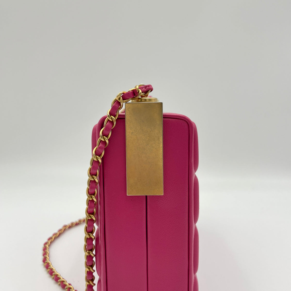 Choco Bar Pink Vanity Bag in Lambskin, Gold hardware