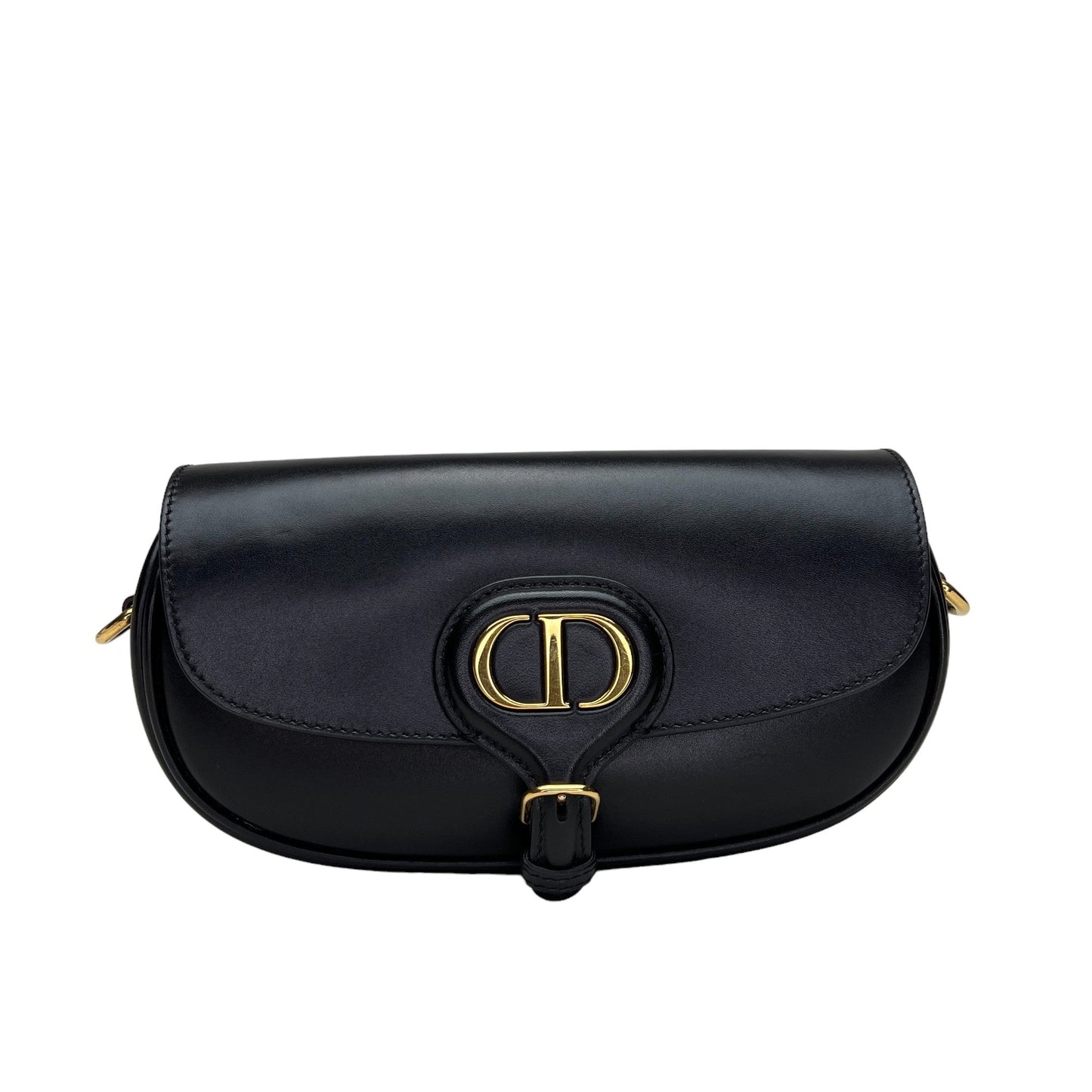 Bobby East West Black Crossbody Bag in Calfskin, Gold hardware