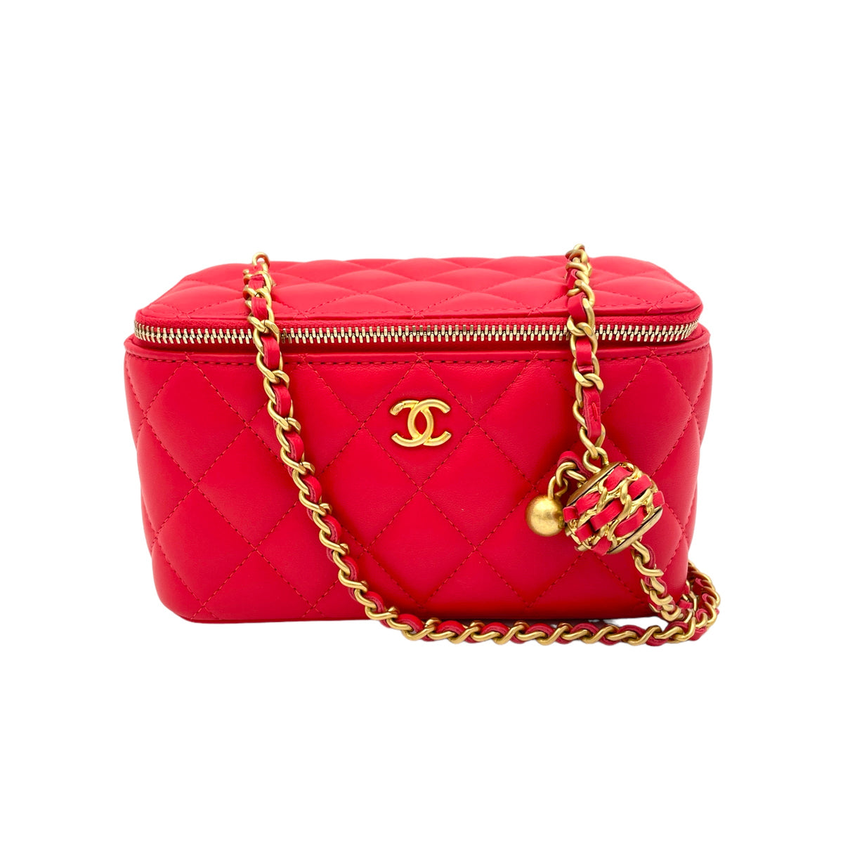 Pearl Crush Pink Vanity Bag in Lambskin, Brushed Gold hardware
