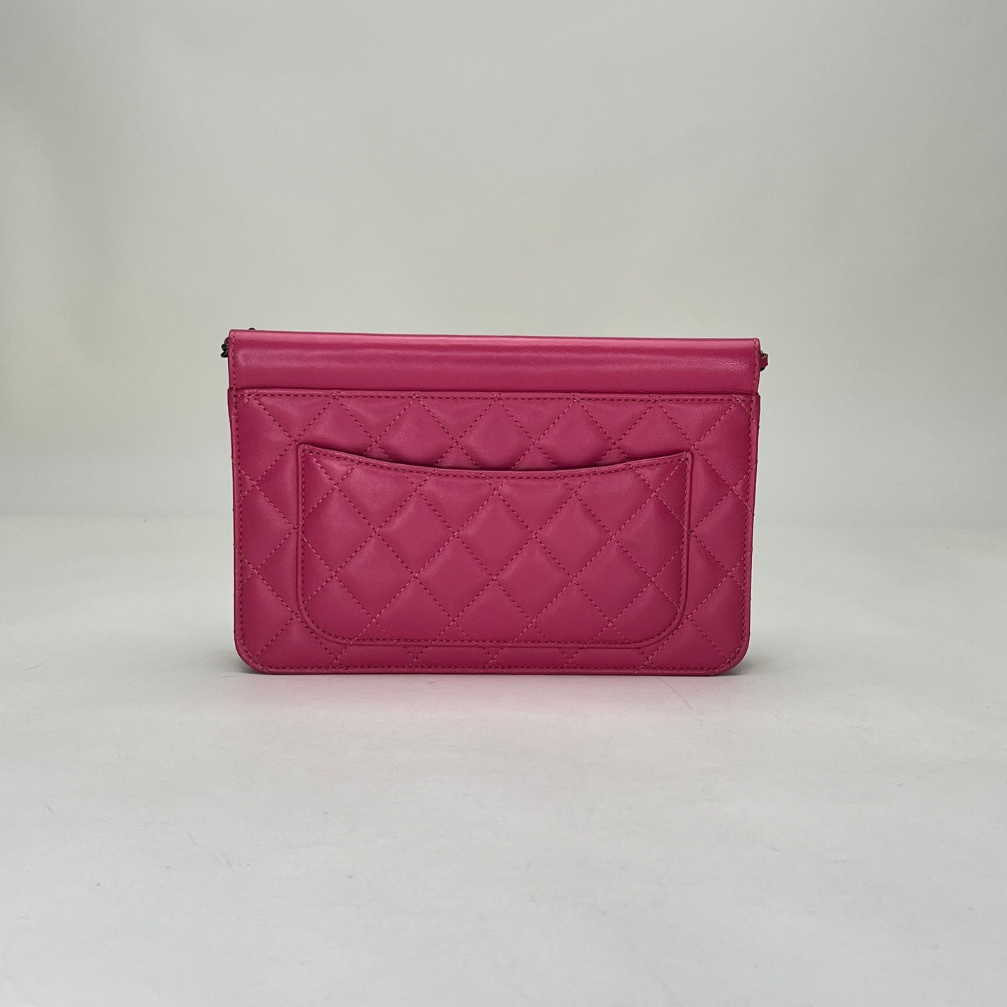 Crossing Times Medium Pink Crossbody Bag in Lambskin, Ruthenium hardware