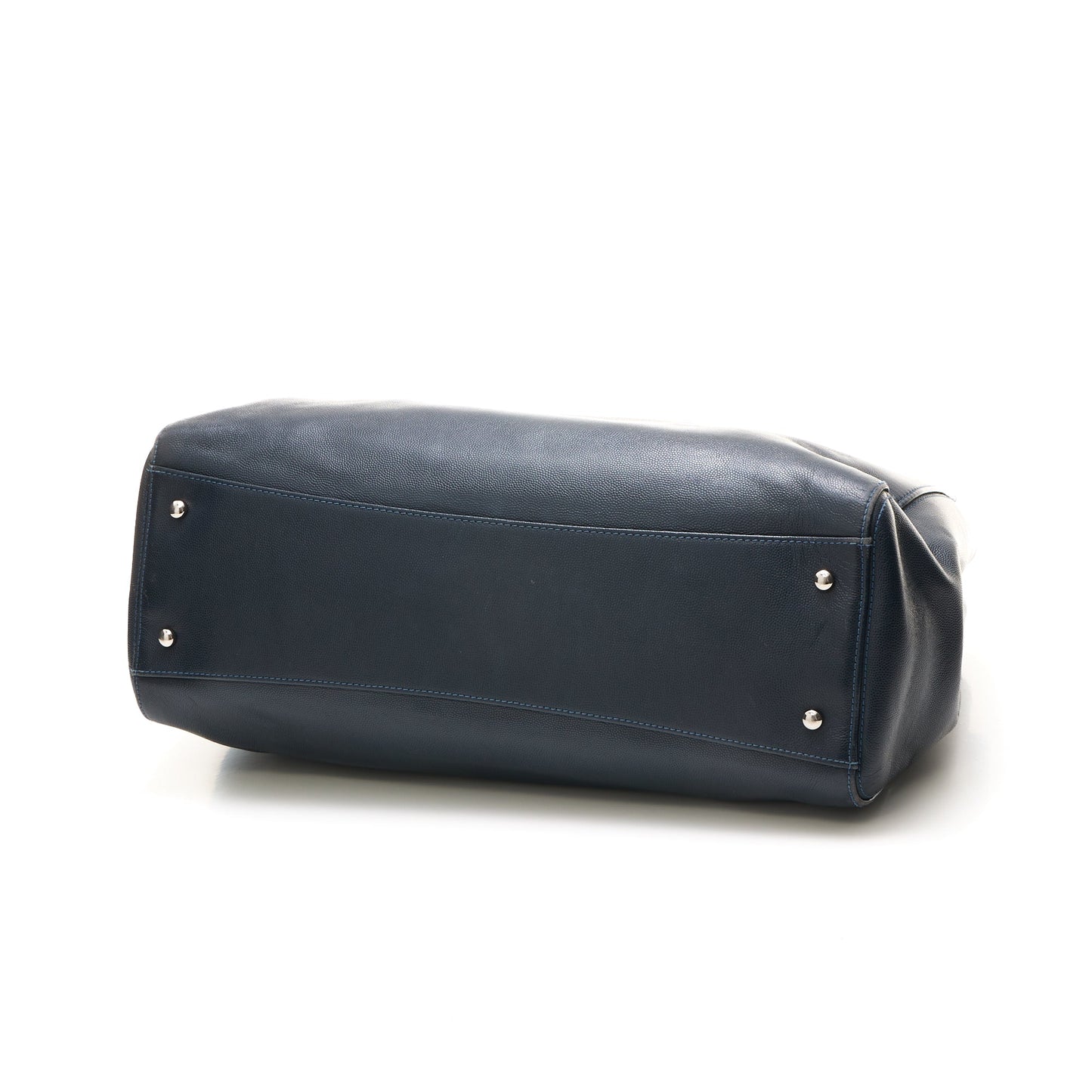 Cerf Executive Large Navy Tote Bag in Caviar Leather, Silver hardware