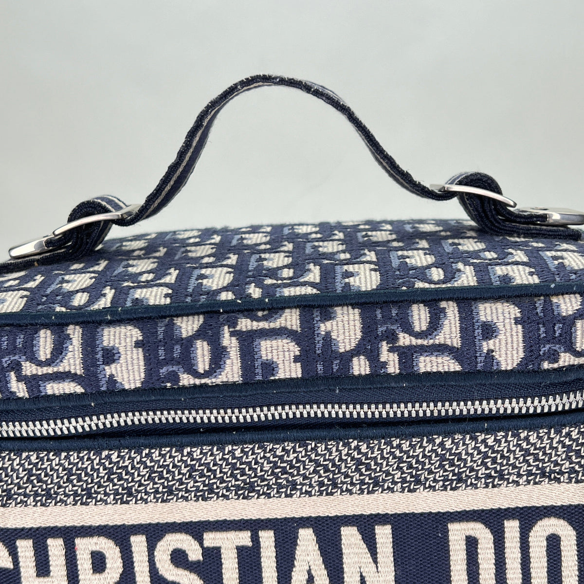 Travel vanity Navy Vanity Bag in Jacquard, Silver hardware
