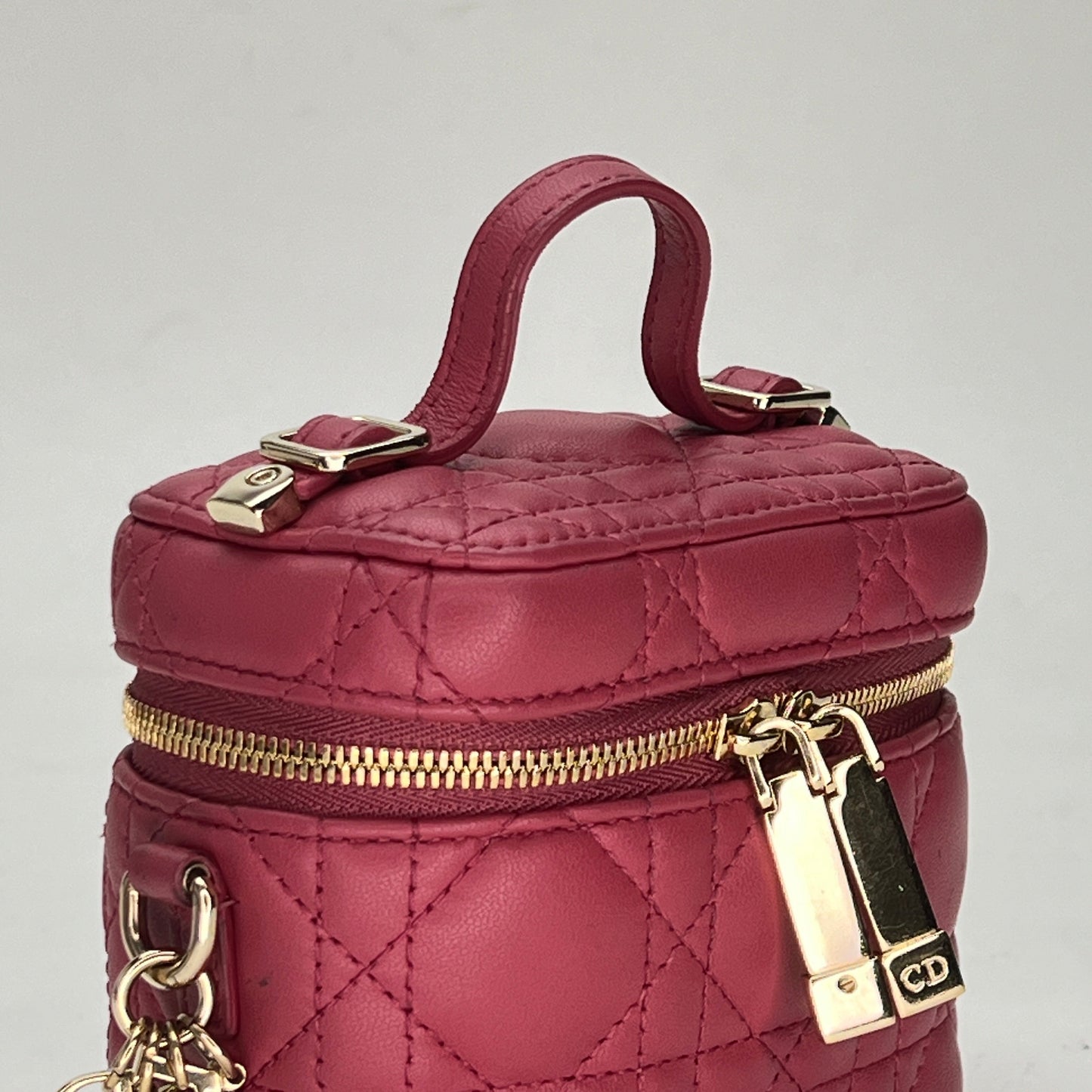 Lady Dior Vanity Micro Pink Crossbody Bag in Lambskin, Gold hardware