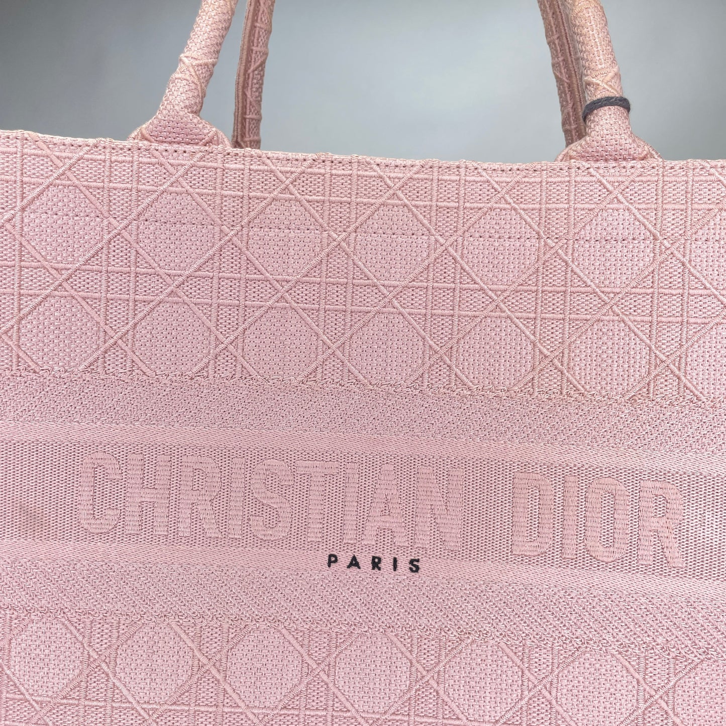 Embroidered Cannage Book Tote Medium Pink Tote Bag in Canvas