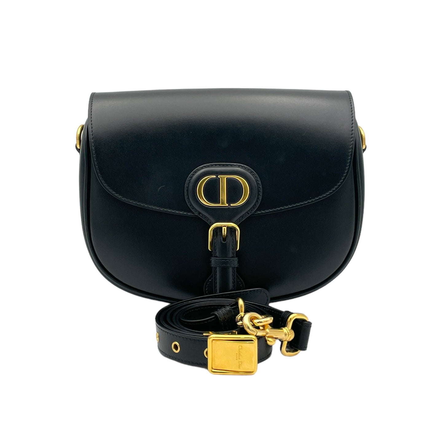 Bobby Medium Black Crossbody Bag in Calfskin, Gold hardware