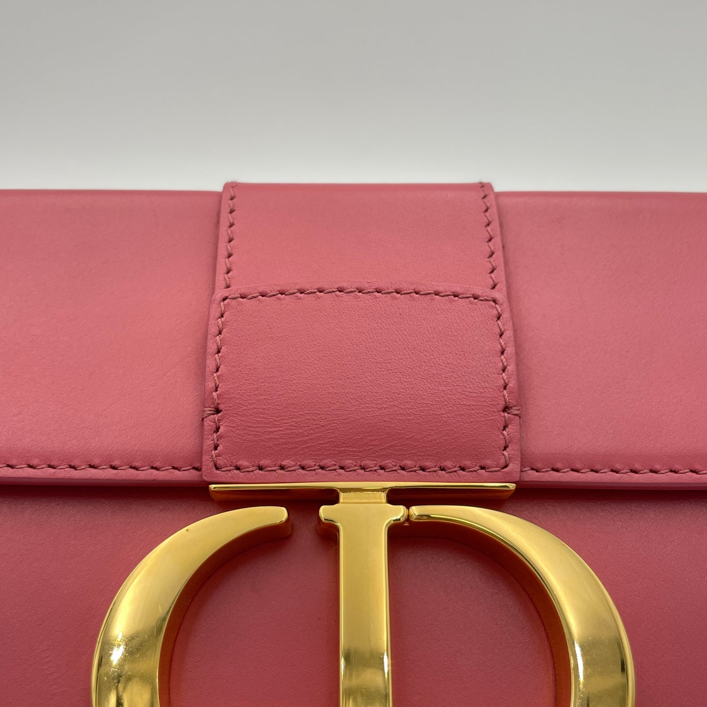 30 Montaigne Box Micro Pink Crossbody Bag in Calfskin, Gold hardware