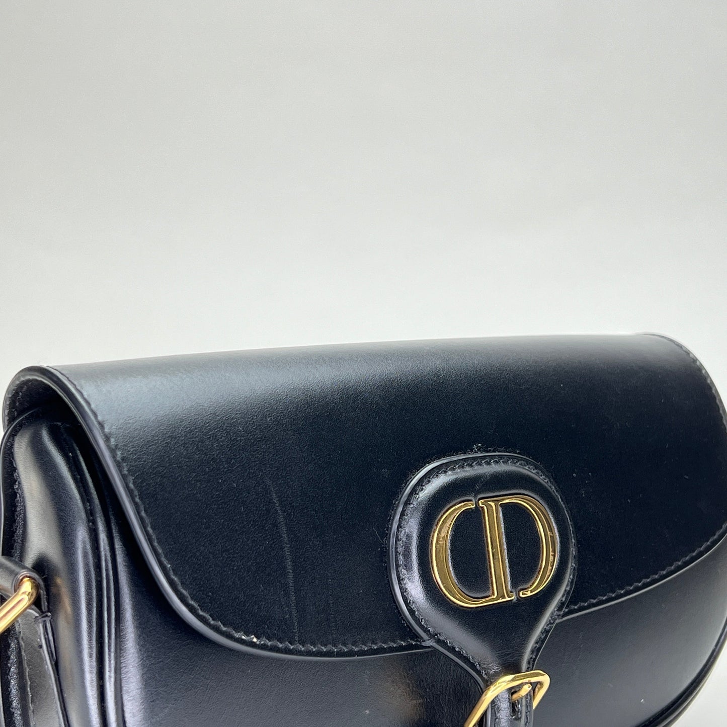 Bobby East West Black Crossbody Bag in Calfskin, Gold hardware