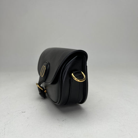 Bobby East West Black Crossbody Bag in Calfskin, Gold hardware